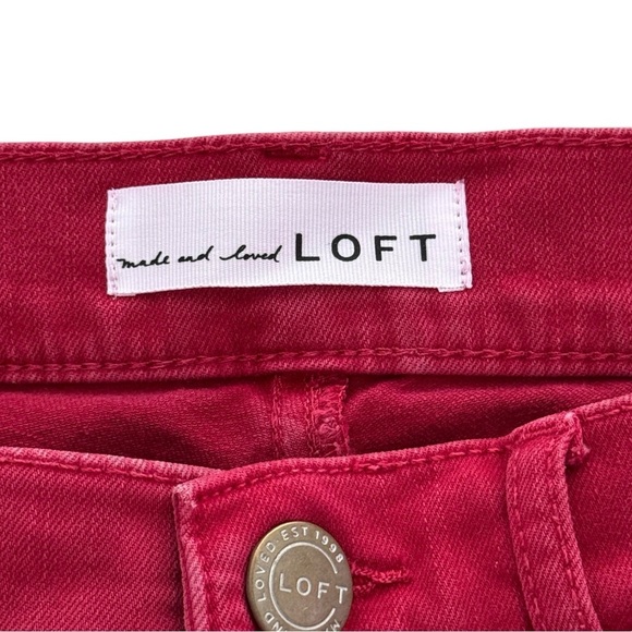 Ann Taylor LOFT Sz 28/6 Burgundy Red High Waist 5 Pocket Stretch Jeans - Picture 5 of 7